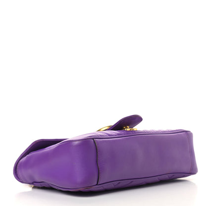 Gucci Calfskin Matelasse Small GG Marmont Shoulder Bag Shine Purple 4 of 17