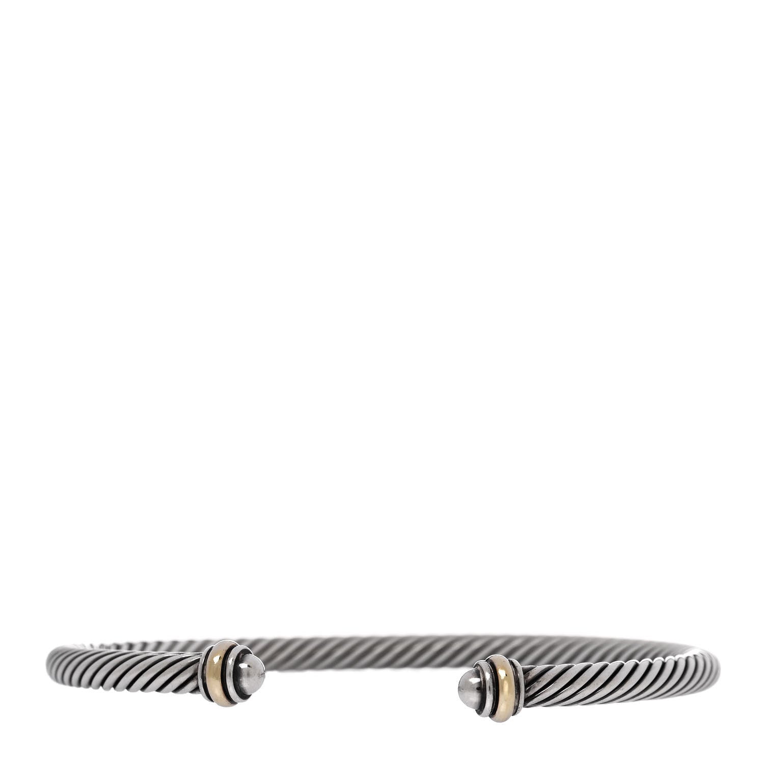 David Yurman Sterling Silver 18K Yellow Gold 4mm Cable Classics Bracelet 1 of 4