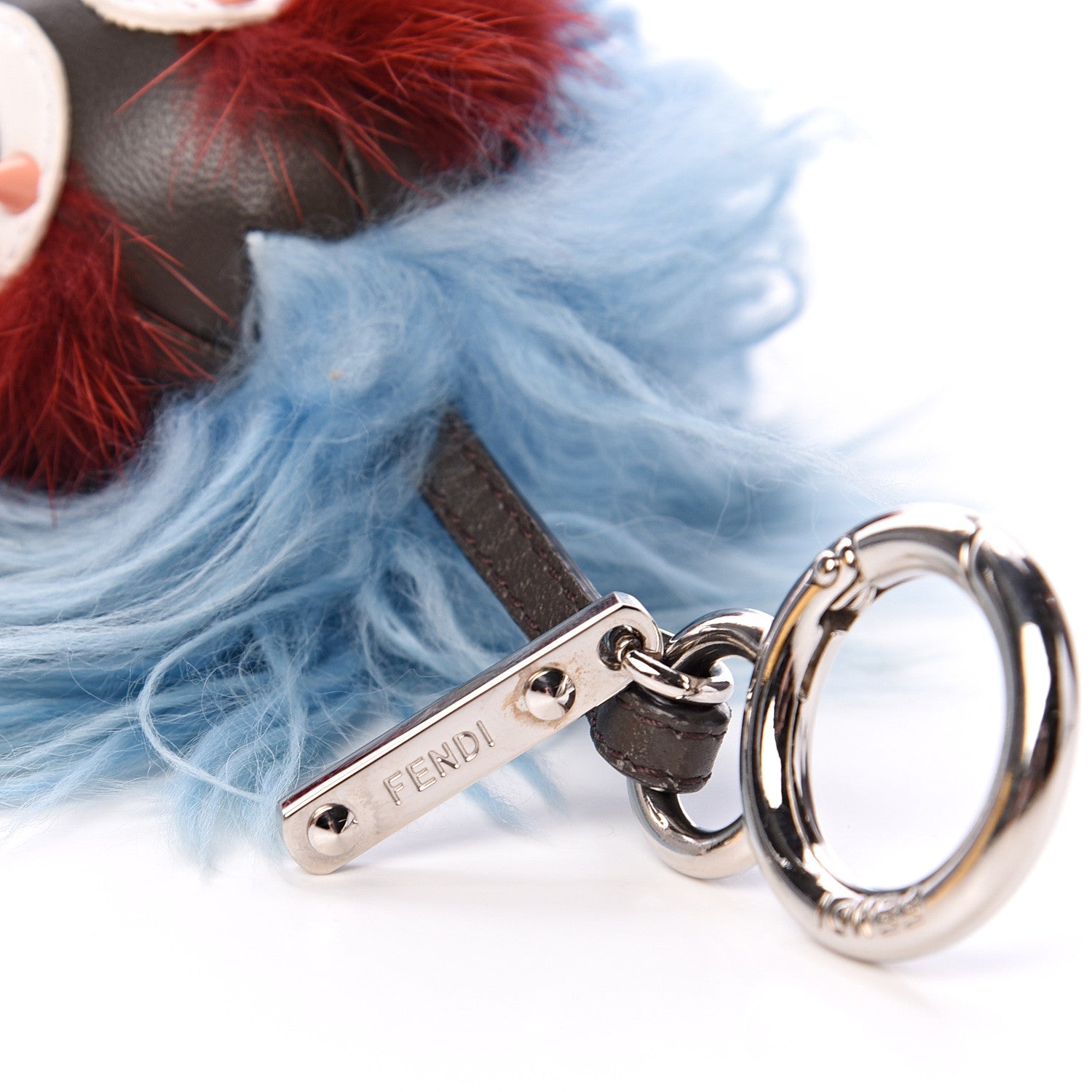 Fendi Alpaca Mink Fur Faces Micro Bag Bug Charm Blue Multicolor 3 of 5