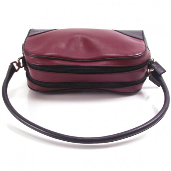 Prada Leather Bowler Tote Maroon Black 6 of 11