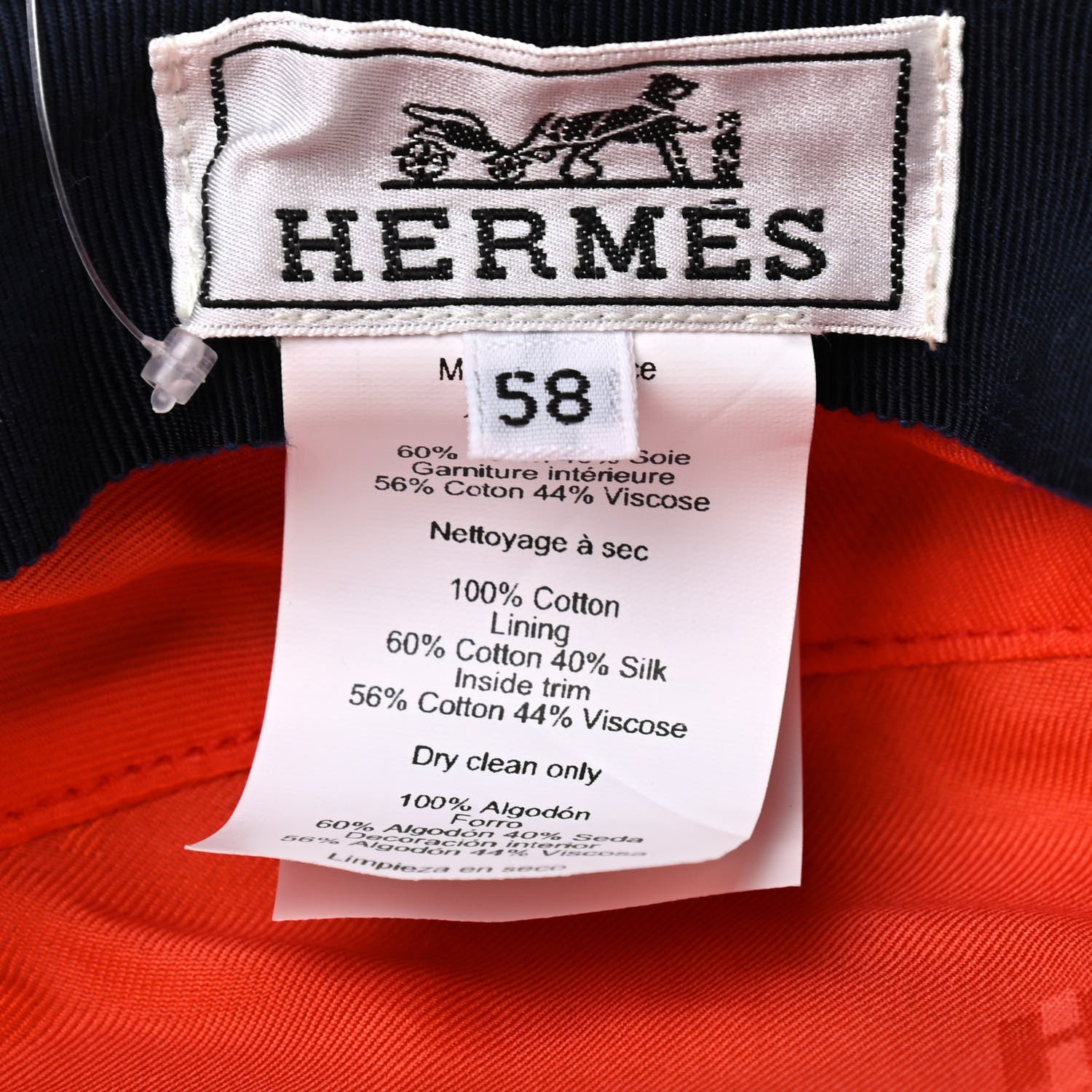 Hermes Cotton Womens Vauban Cap 58 Marine 8 of 8