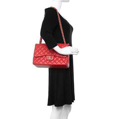 Chanel Lambskin Quilted Jumbo Double Flap Red 2 of 10
