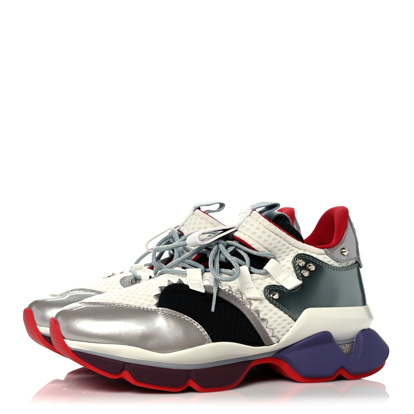 Mesh Patent Red Runner Flat Sneaker 39.5 Multicolor