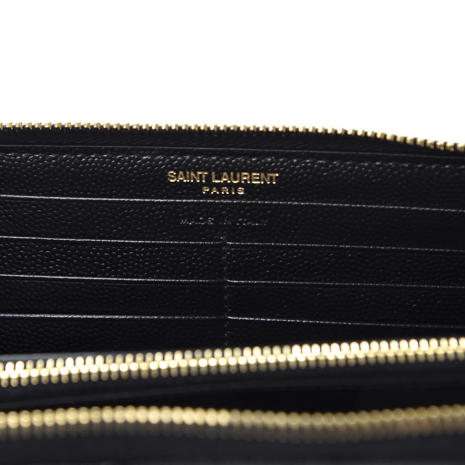 Saint Laurent Grain De Poudre Matelasse Chevron Monogram Zip Around Wallet Black 7 of 8