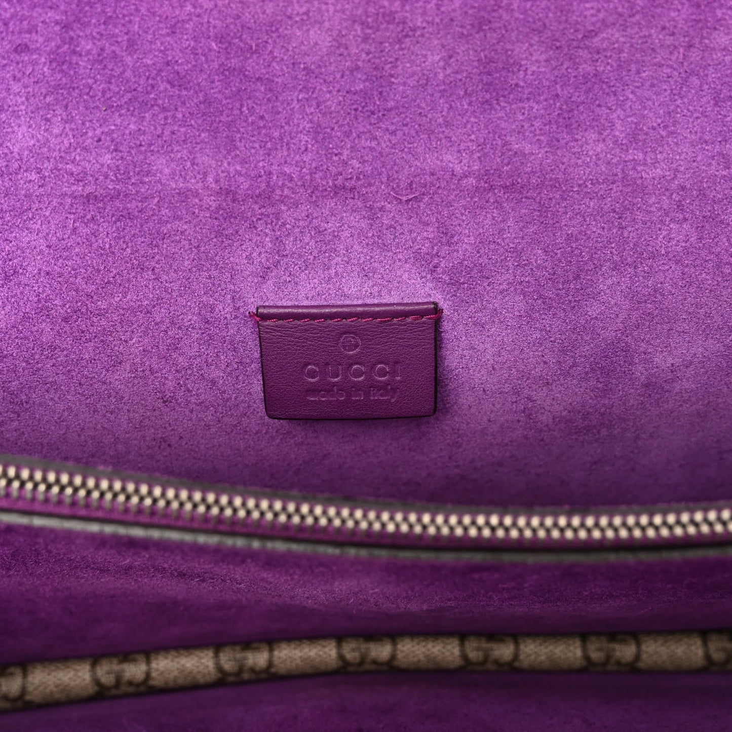 GG Supreme Monogram Embroidered Small Dionysus Shoulder Bag Purple