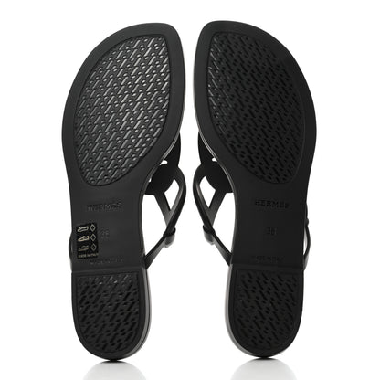 Hermes Rubber Womens Egerie Sandals 38 Black 5 of 9