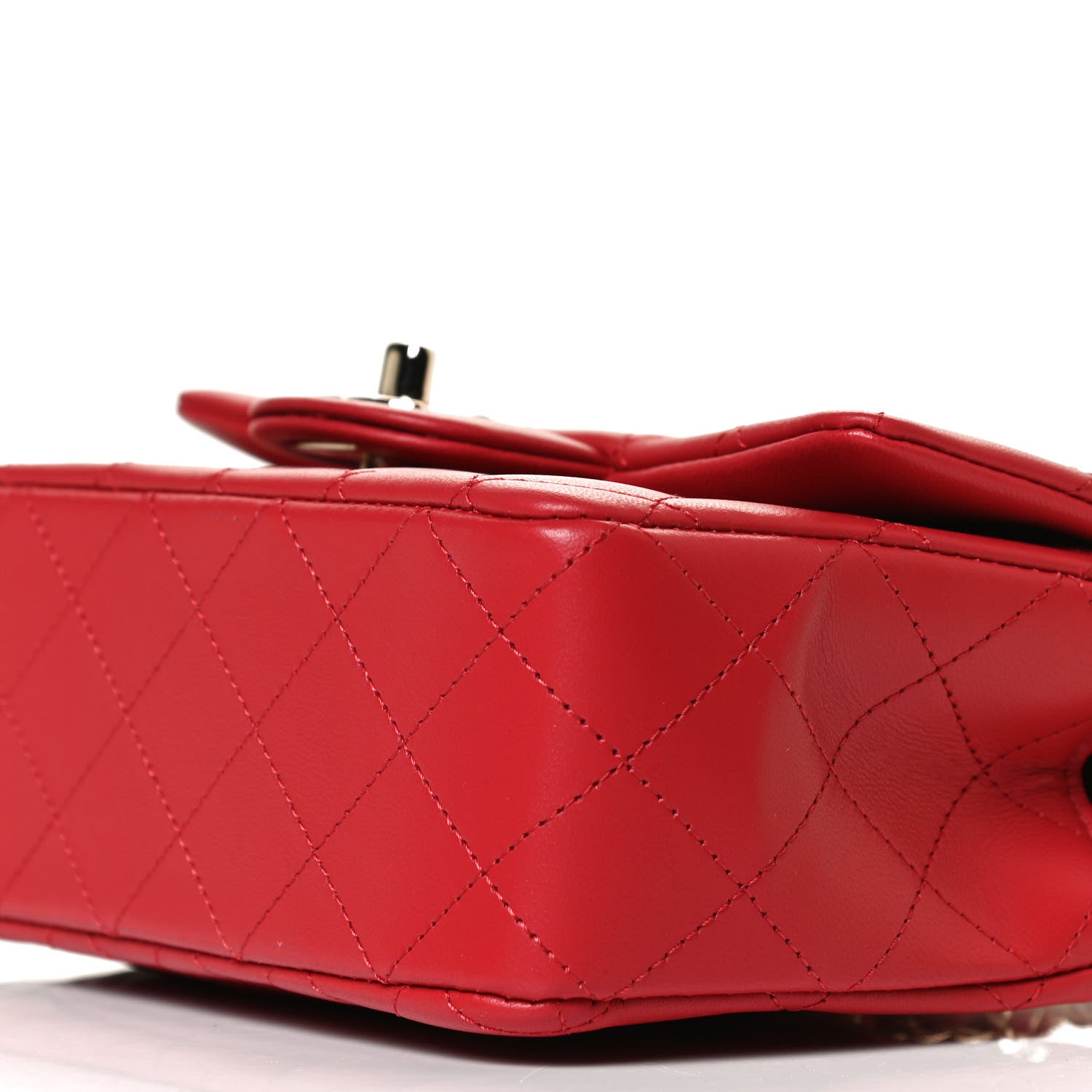 Chanel Lambskin Quilted Mini Top Handle Rectangular Flap Red 10 of 13