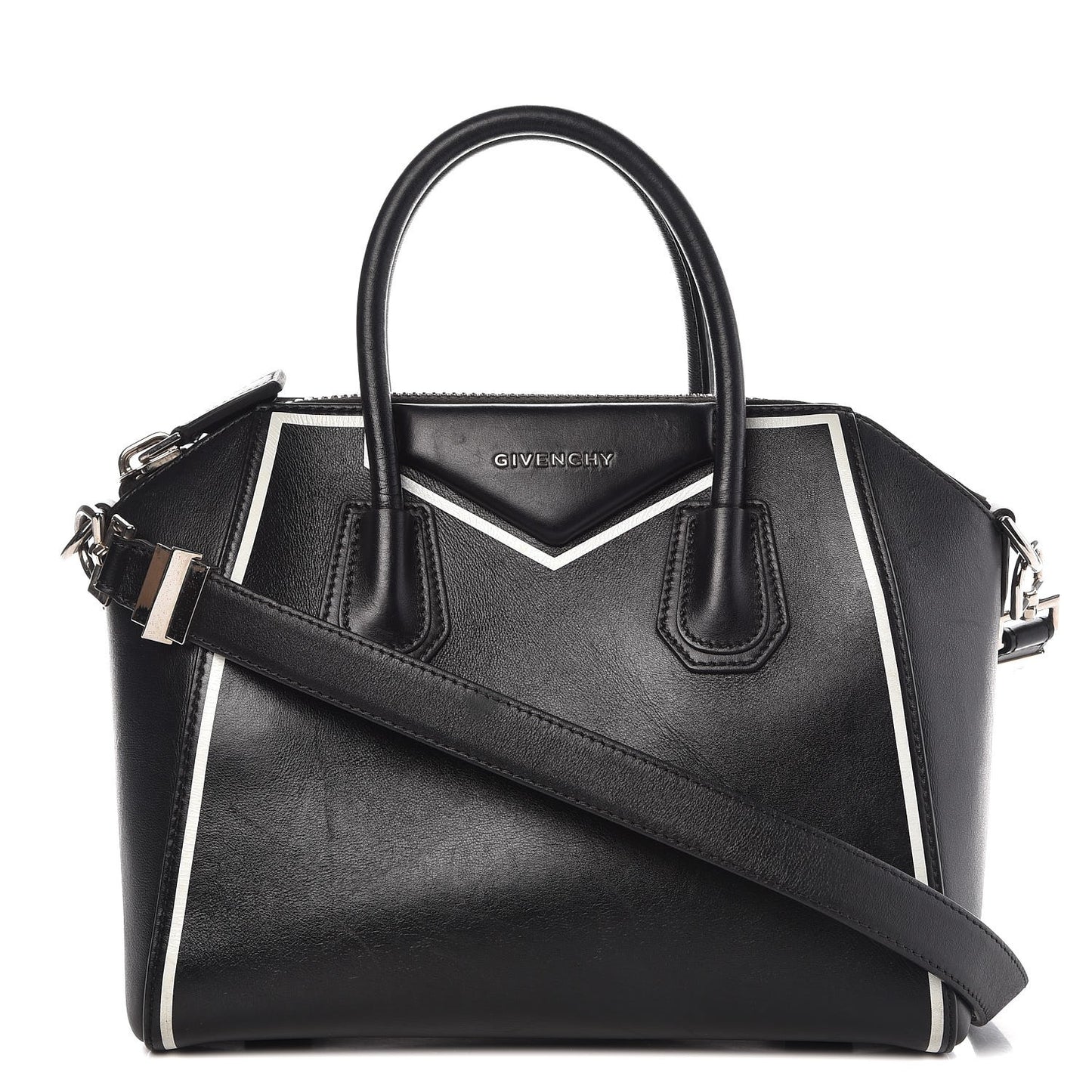 Calfskin Small Contrasted Frame Antigona Black