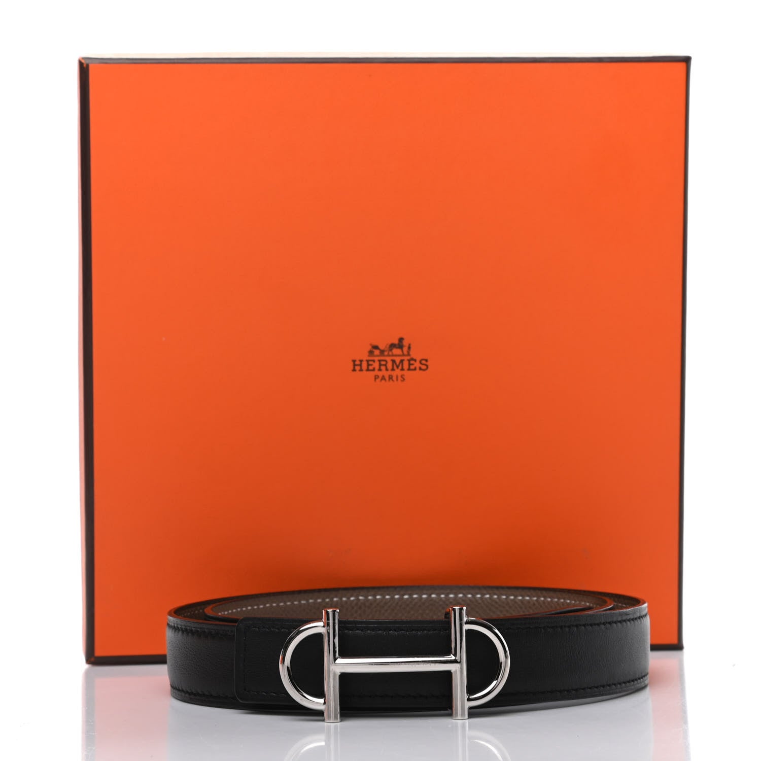 Hermes Swift Epsom 24mm Gamma Belt 80 Black Etoupe 6 of 6