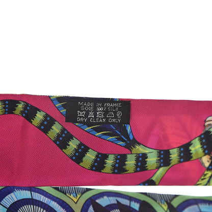 Hermes Silk The Savana Dance Twilly Rose Indien Indigo Vert 3 of 4