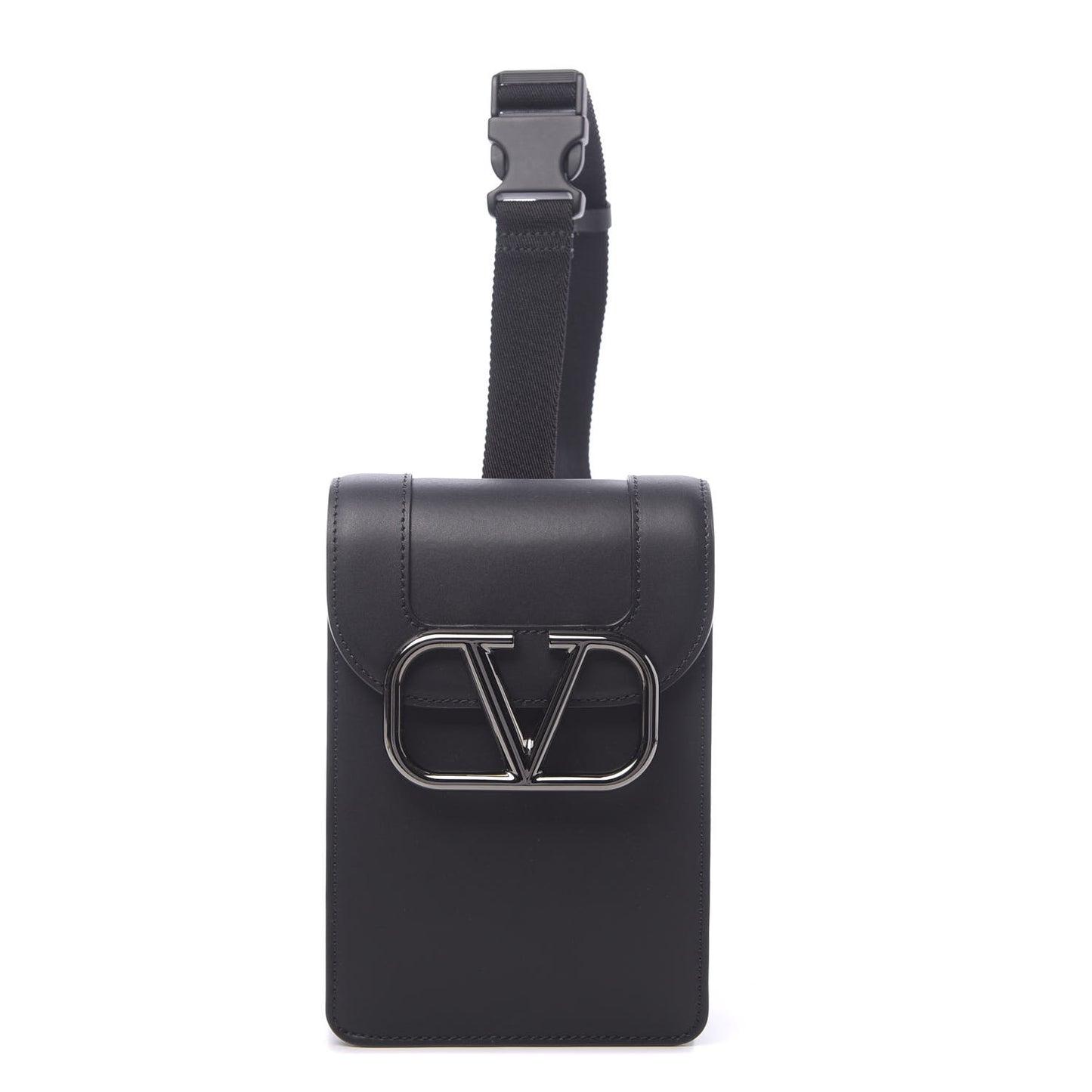 Smooth Calfskin Mens VLogo Messenger Black