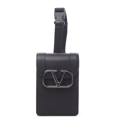 Valentino Garavani Smooth Calfskin Mens VLogo Messenger Black 1 of 8