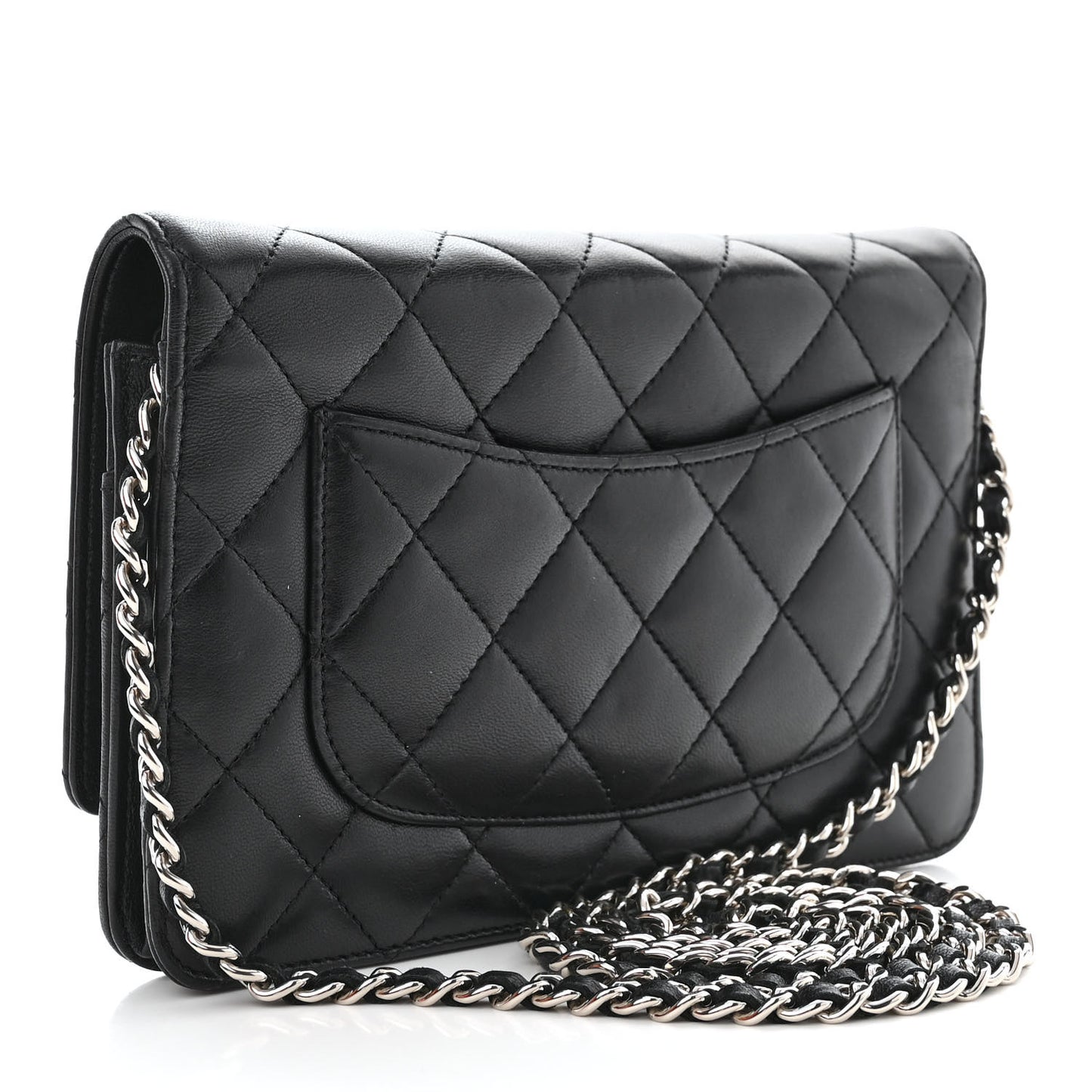 Lambskin Quilted Wallet On Chain WOC Black