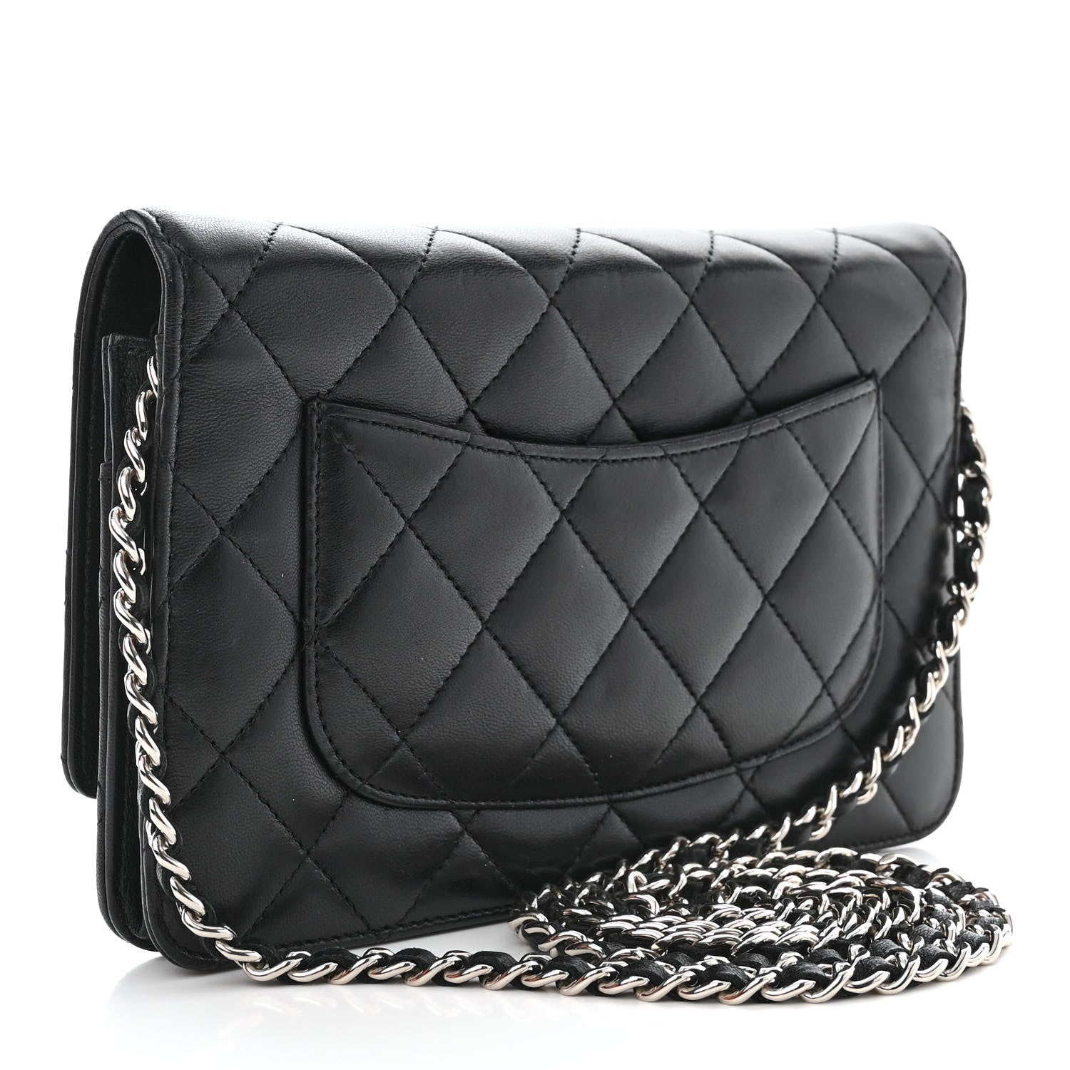 Chanel Lambskin Quilted Wallet On Chain WOC Black 3 of 12