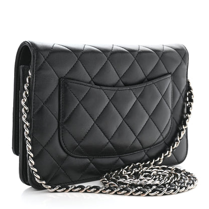 Chanel Lambskin Quilted Wallet On Chain WOC Black 3 of 12
