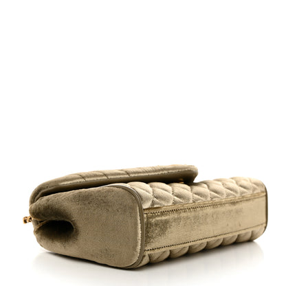 Saint Laurent Velvet Mixed Matelasse Triquilt Small Monogram Satchel Dark Vintage Olive 4 of 11