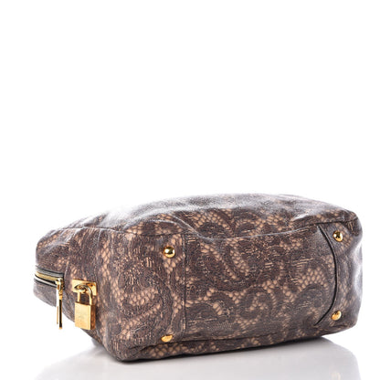 Prada Cervo Lux Print Lace Bauletto Bag Blond 4 of 7
