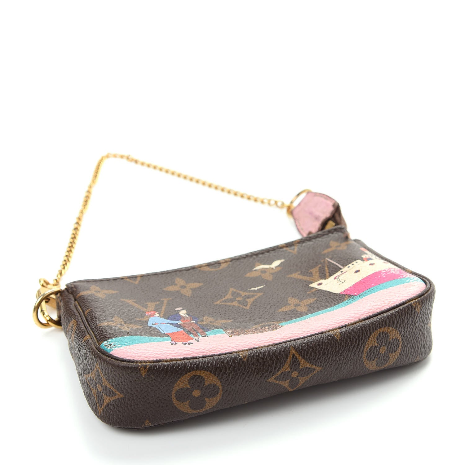 Louis Vuitton Monogram 2016 Christmas Animation Mini Pochette Accessories Rose Ballerine 4 of 9