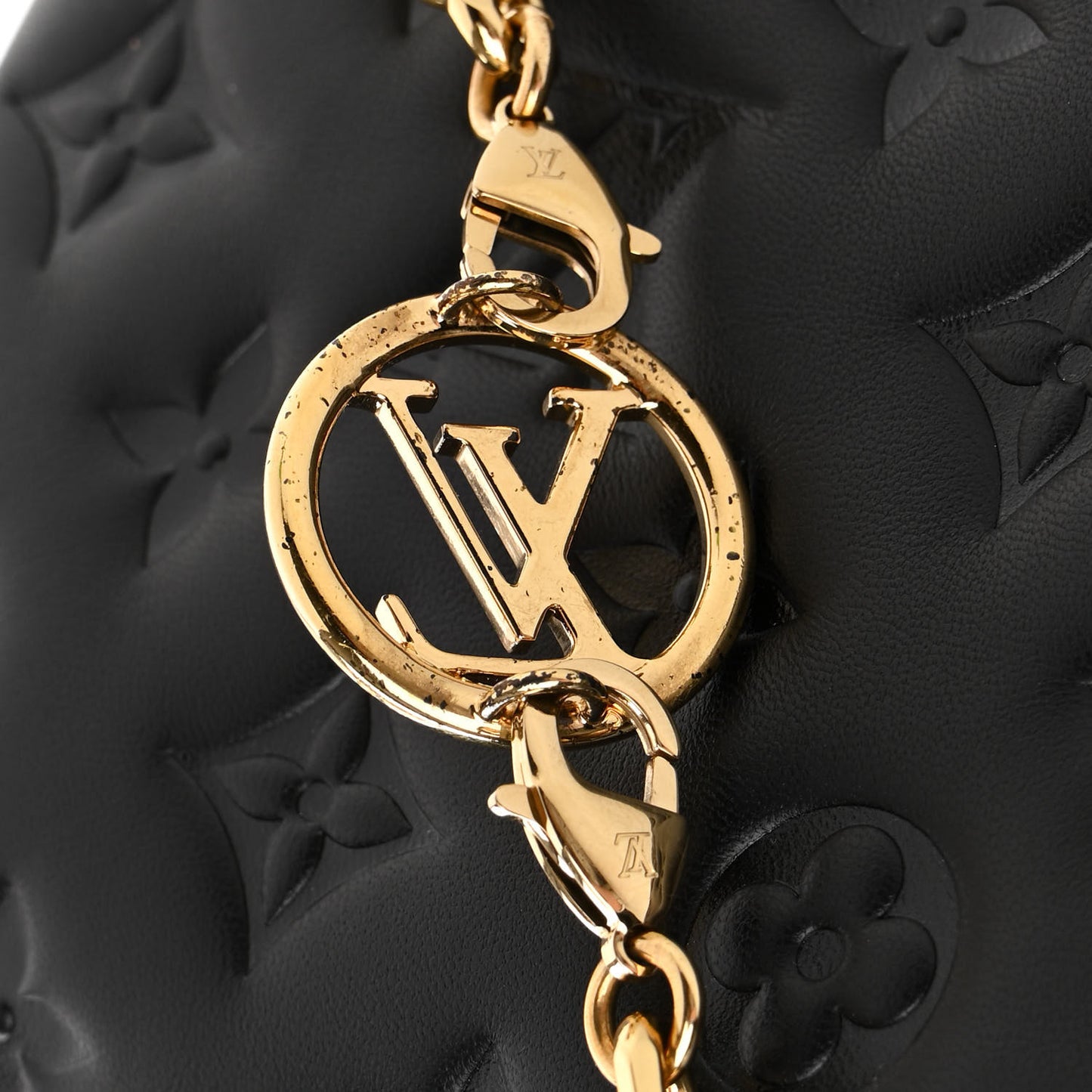 Lambskin Embossed Monogram Pochette Coussin Black