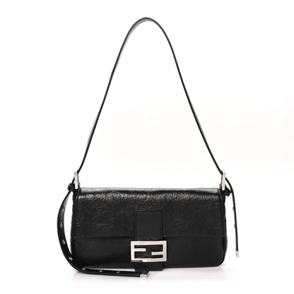 Fendi Crackled Calfskin Baguette 26424 Black 1 of 9
