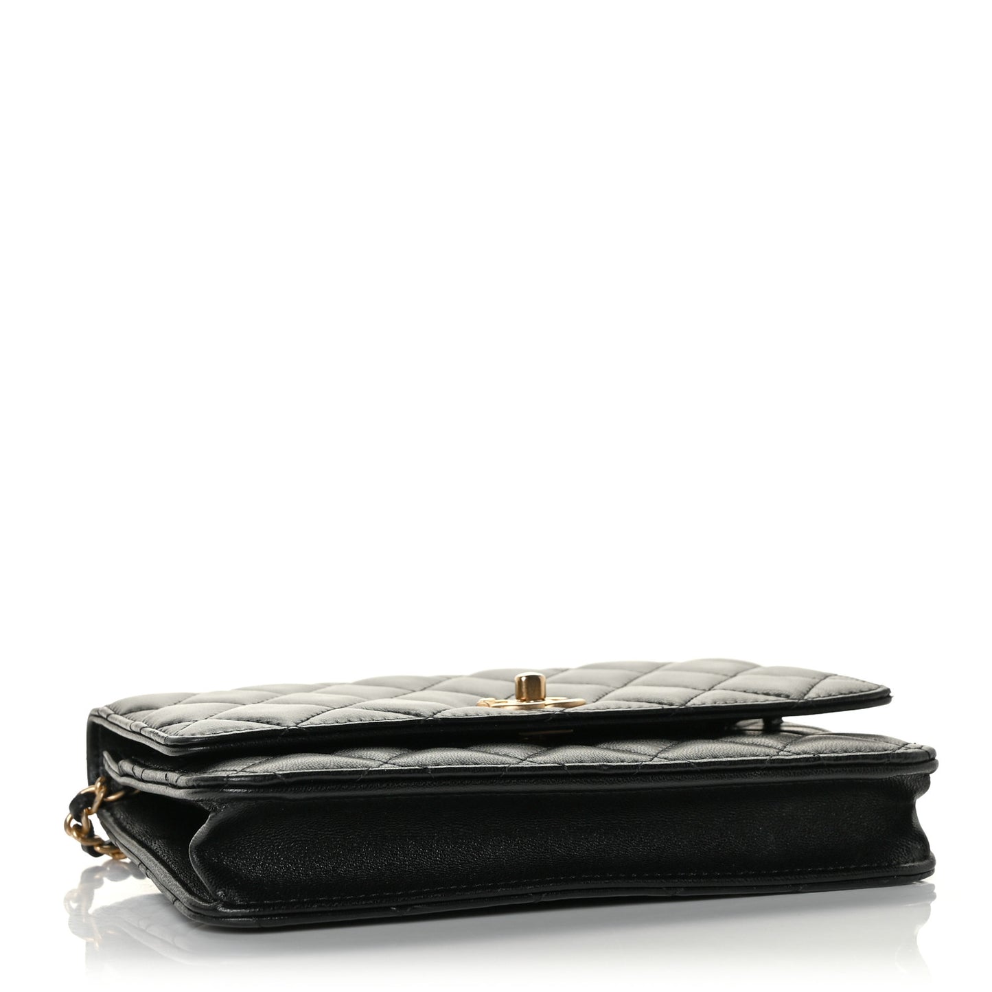 Lambskin Quilted CC Pearl Crush Wallet on Chain WOC Black