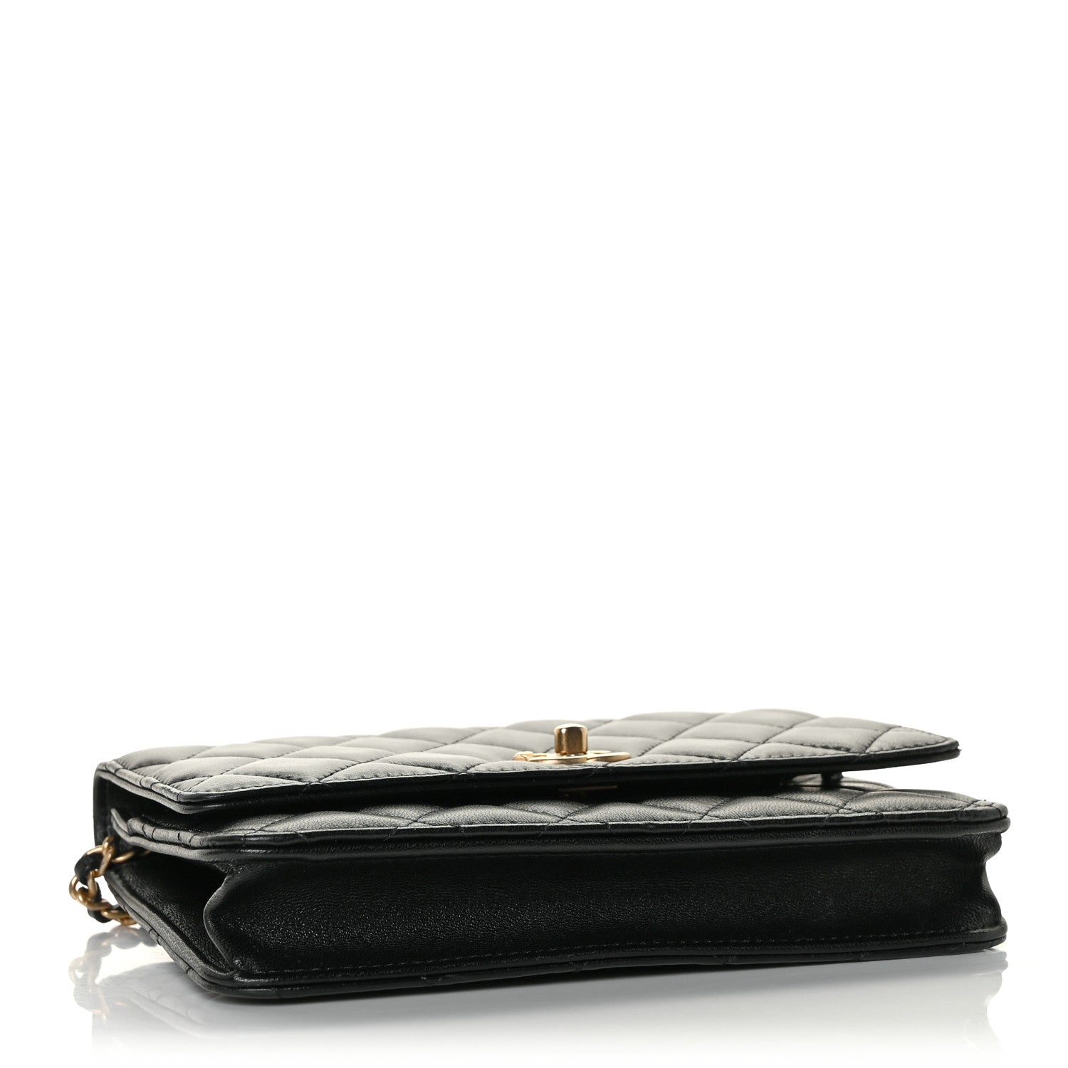 Chanel Lambskin Quilted CC Pearl Crush Wallet on Chain WOC Black 4 of 10