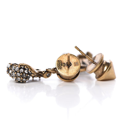 Gucci Metal Crystal Stud Earrings Aged Gold Multicolor 4 of 5