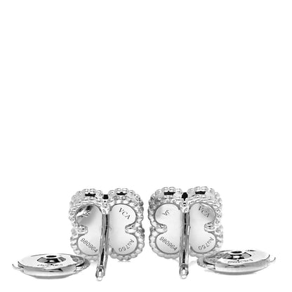 Van Cleef & Arpels 18K White Gold Mother of Pearl Sweet Alhambra Earrings 5 of 6