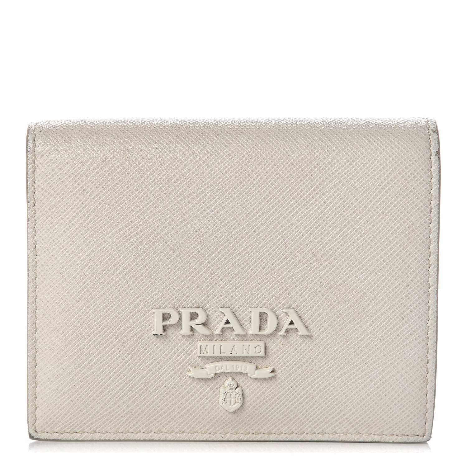 Prada Saffiano Shine Monochrome Bi-Fold Wallet Talco 1 of 12