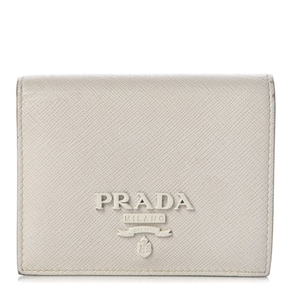 Prada Saffiano Shine Monochrome Bi-Fold Wallet Talco 1 of 12