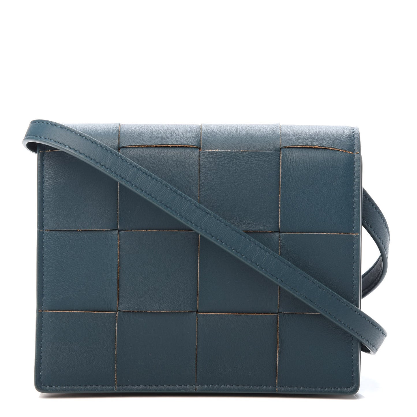 Lambskin Maxi Intrecciato Mini Cassette Crossbody Bag Petrol Blue