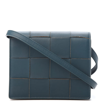 Bottega Veneta Lambskin Maxi Intrecciato Mini Cassette Crossbody Bag Petrol Blue 1 of 9