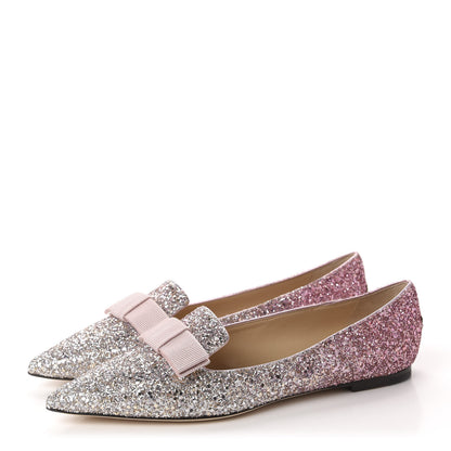 Jimmy Choo Glitter Degrade Gala Viola Flats 41 Candyfloss Champagne 3 of 10