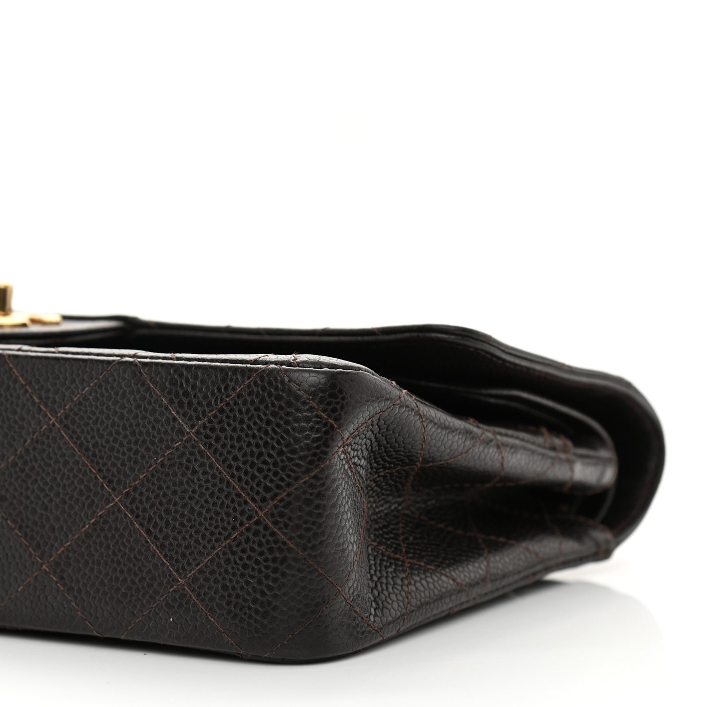Caviar Quilted Medium Double Flap Brown