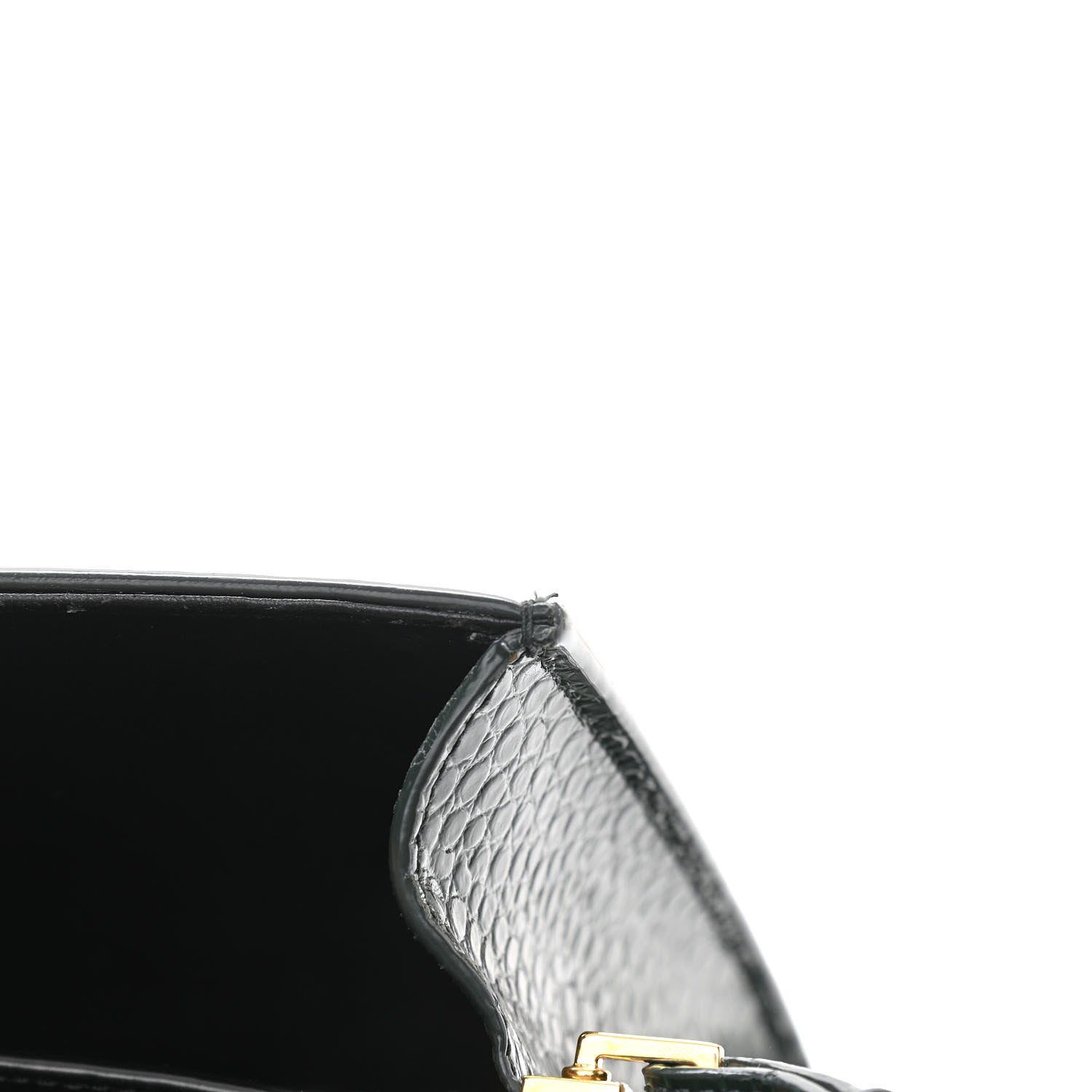 Saint Laurent Calfskin Crocodile Embossed Mini Classic Monogram Cassandra Top Handle Green 13 of 13