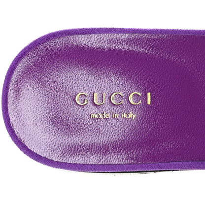 Gucci Kid Scamosciato Interlocking G Cut Out Slide Sandals 38.5 Purple Red 6 of 7