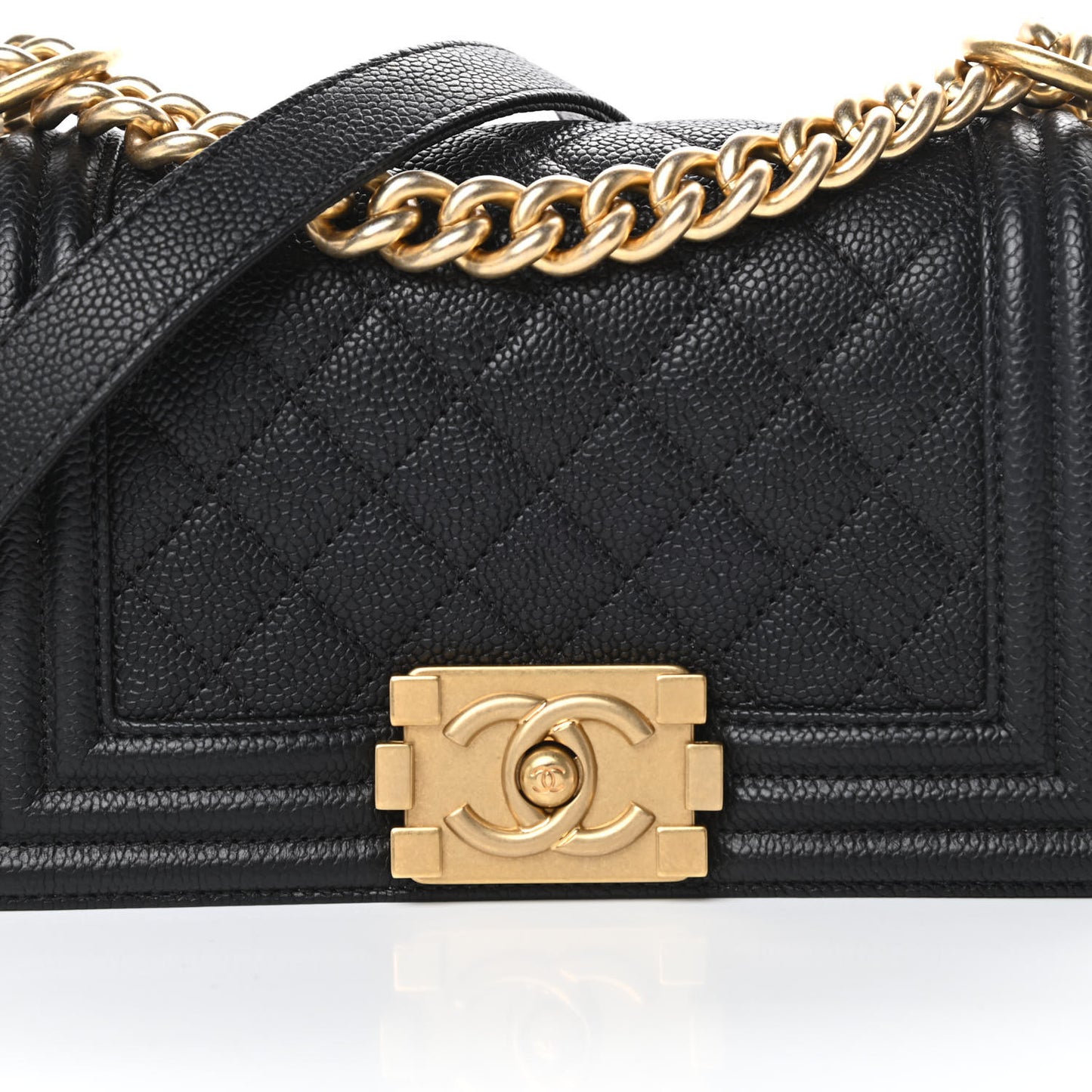 Caviar Quilted Small Boy Flap Black
