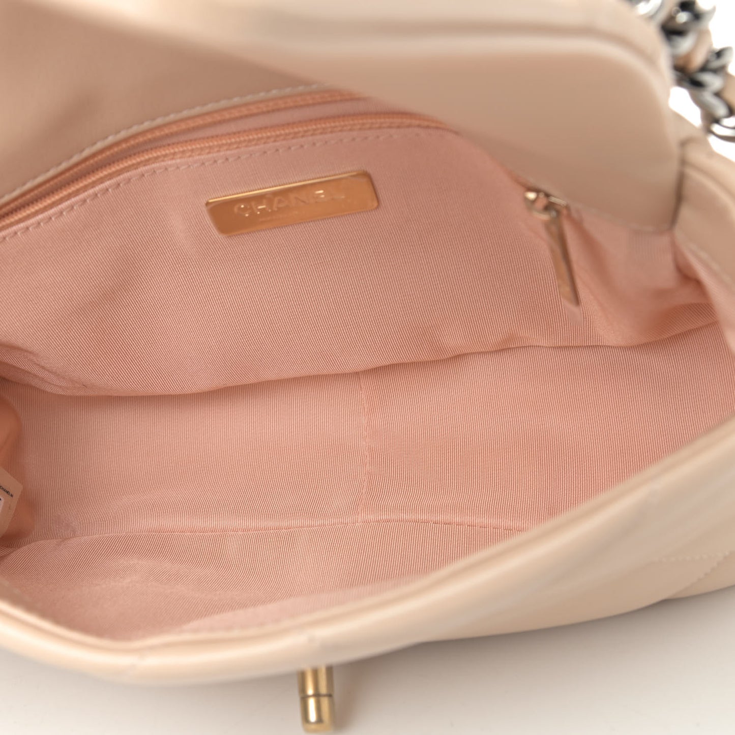 Lambskin Quilted Medium Chanel 19 Flap Beige