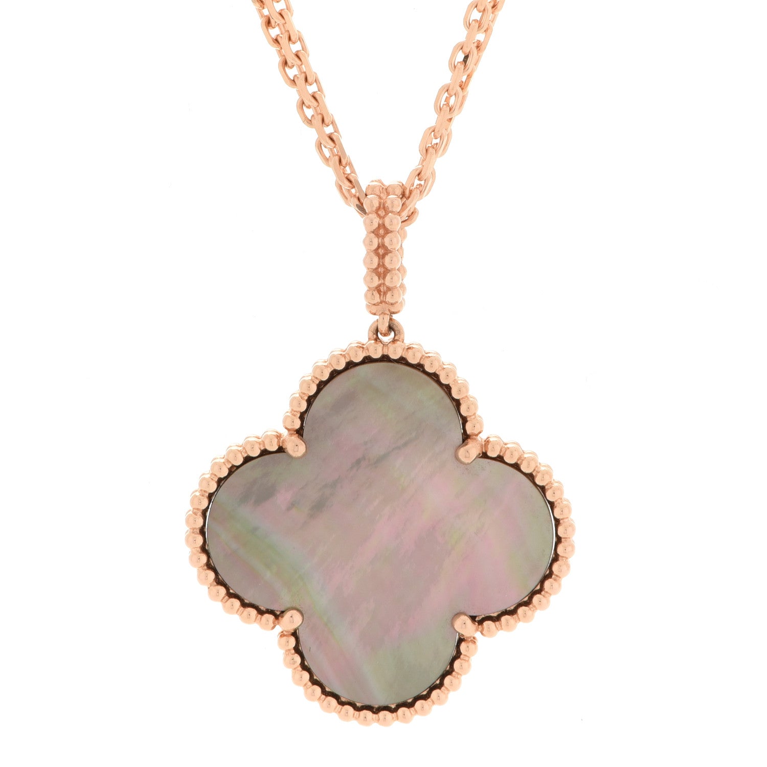 Van Cleef & Arpels 18K Rose Gold Gray Mother of Pearl Magic Alhambra Long Necklace 4 of 7