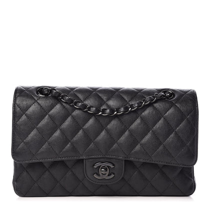 Chanel Crumpled Calfskin Quilted Medium Double Flap So Black 1 of 16