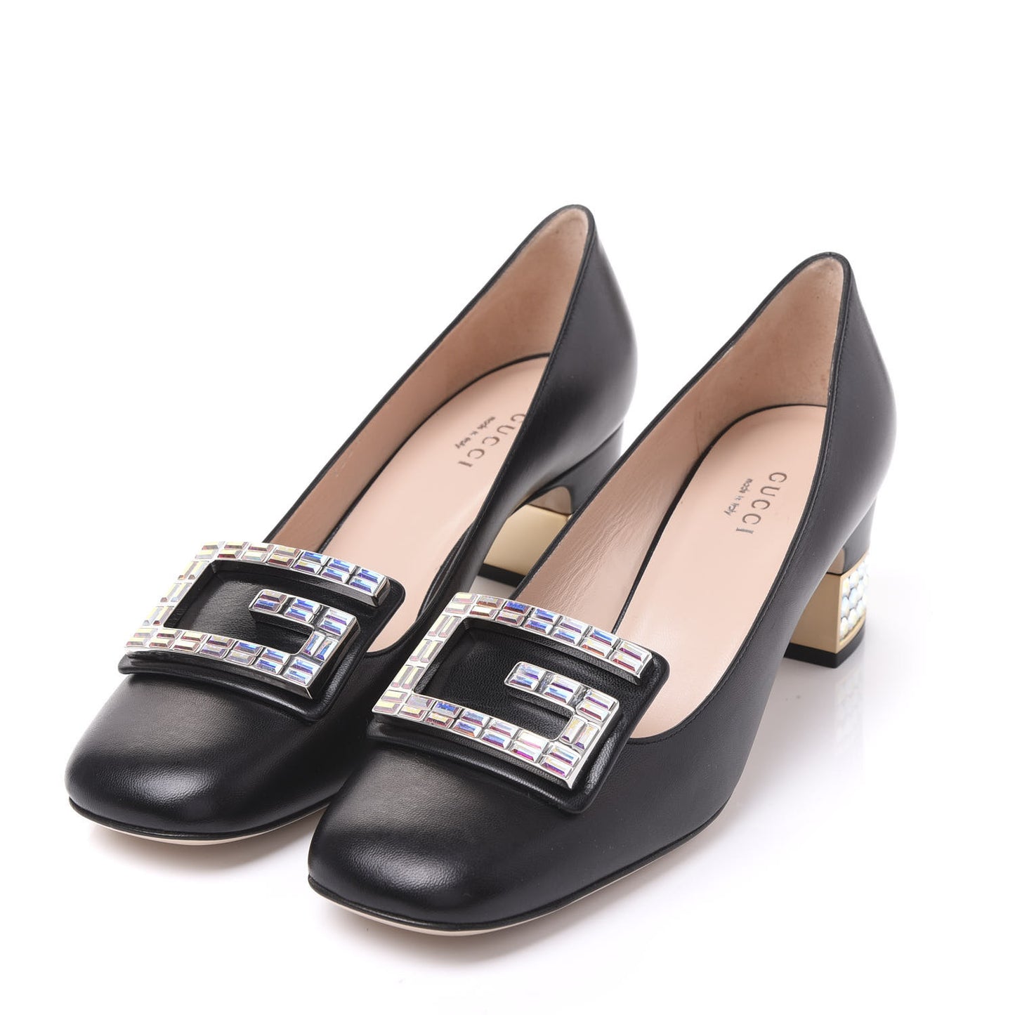 Malaga Kid Crystal Square G Madelyn Mid Heel Loafer Pumps 37 Black