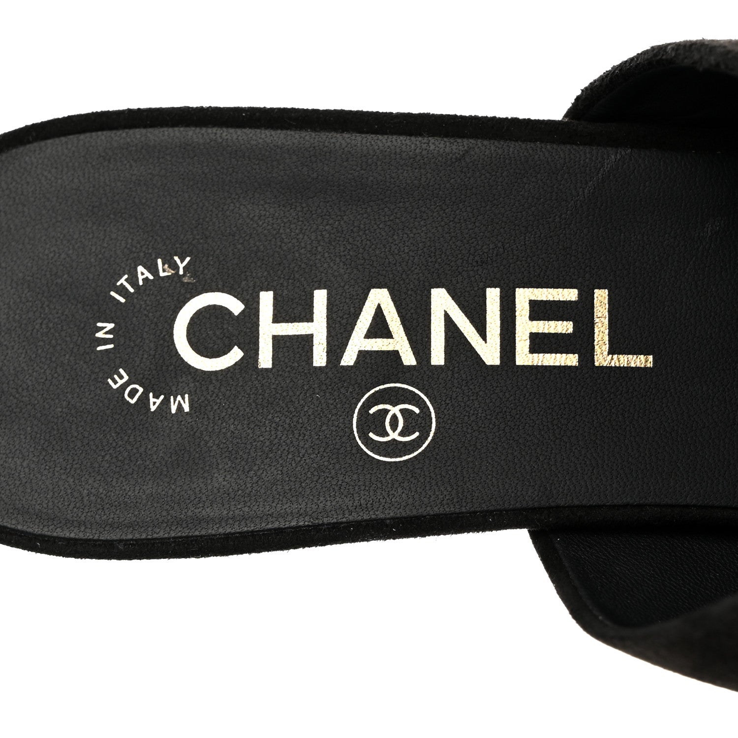 Chanel Kid Suede Logo Mules 40 Black 6 of 9