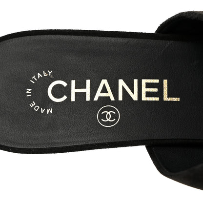 Chanel Kid Suede Logo Mules 40 Black 6 of 9