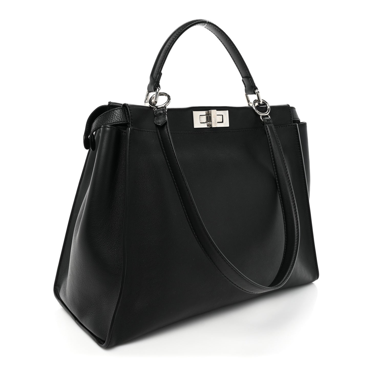 Vitello Dolce Marmol Patent Crocodile Trapuntata Large Peekaboo Iconic Satchel Black Fumo