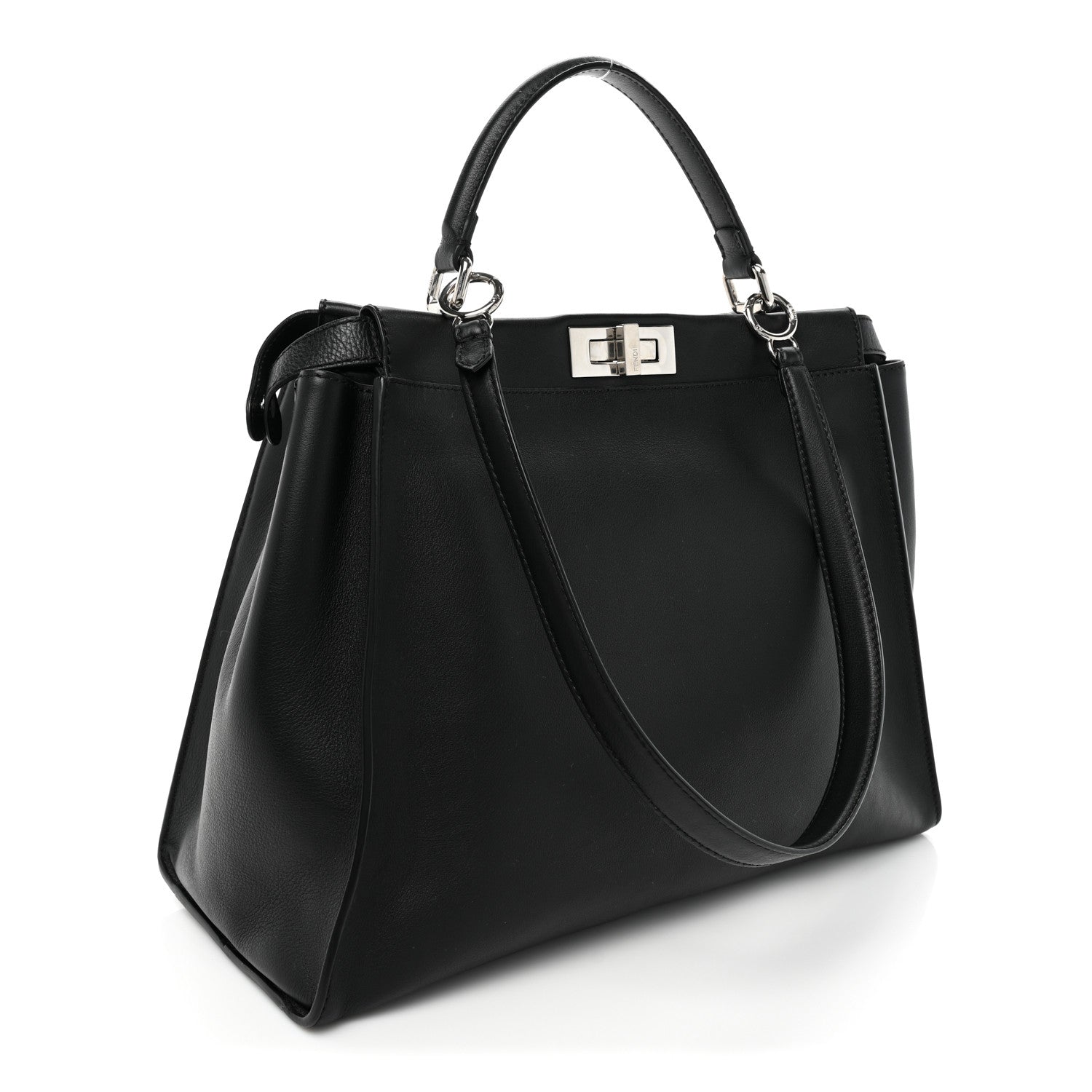 Fendi Vitello Dolce Marmol Patent Crocodile Trapuntata Large Peekaboo Iconic Satchel Black Fumo 3 of 15