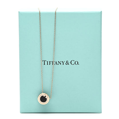 Tiffany 18K Rose Gold Diamond Black Onyx Small T Circle Pendant Necklace 6 of 6