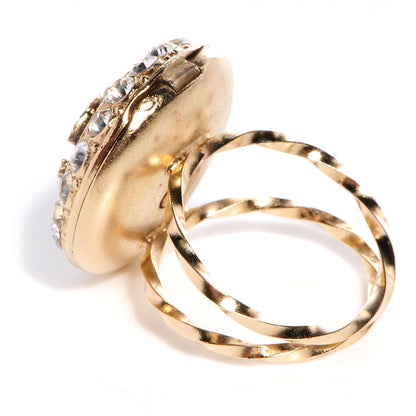 Chanel Crystal CC Coco Loves You Locket Ring Gold 7 3 of 5