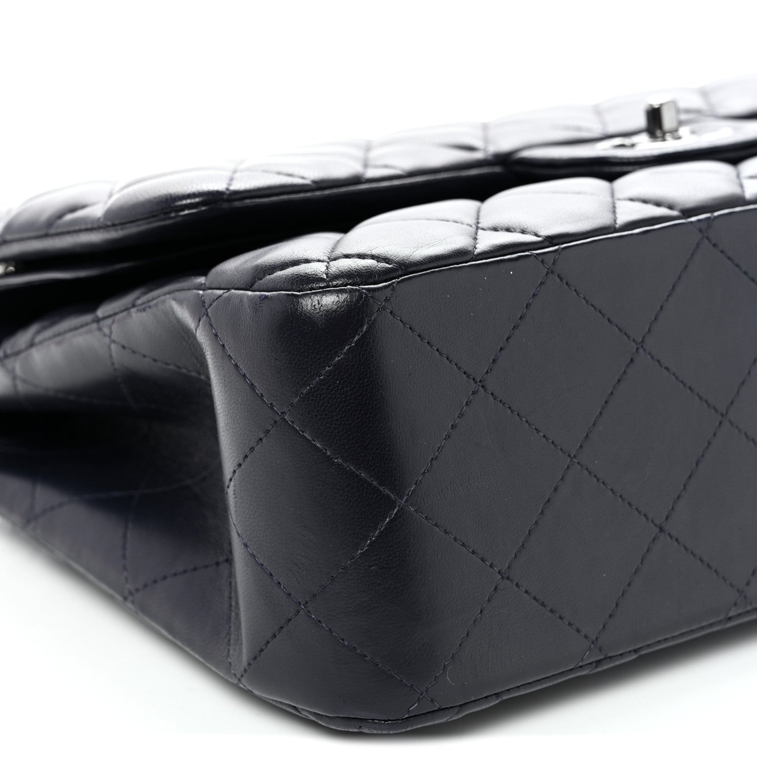 Chanel Lambskin Quilted Jumbo Double Flap Navy 9 of 10