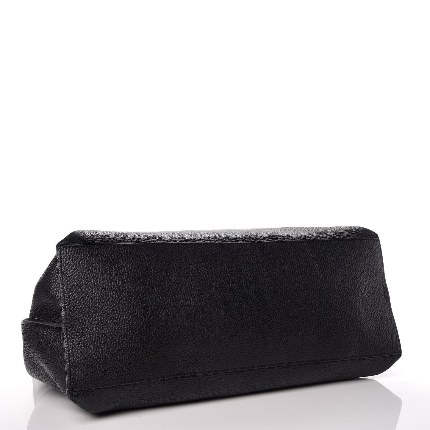 Pebbled Calfskin Large Bamboo Daily Top Handle Bag Black