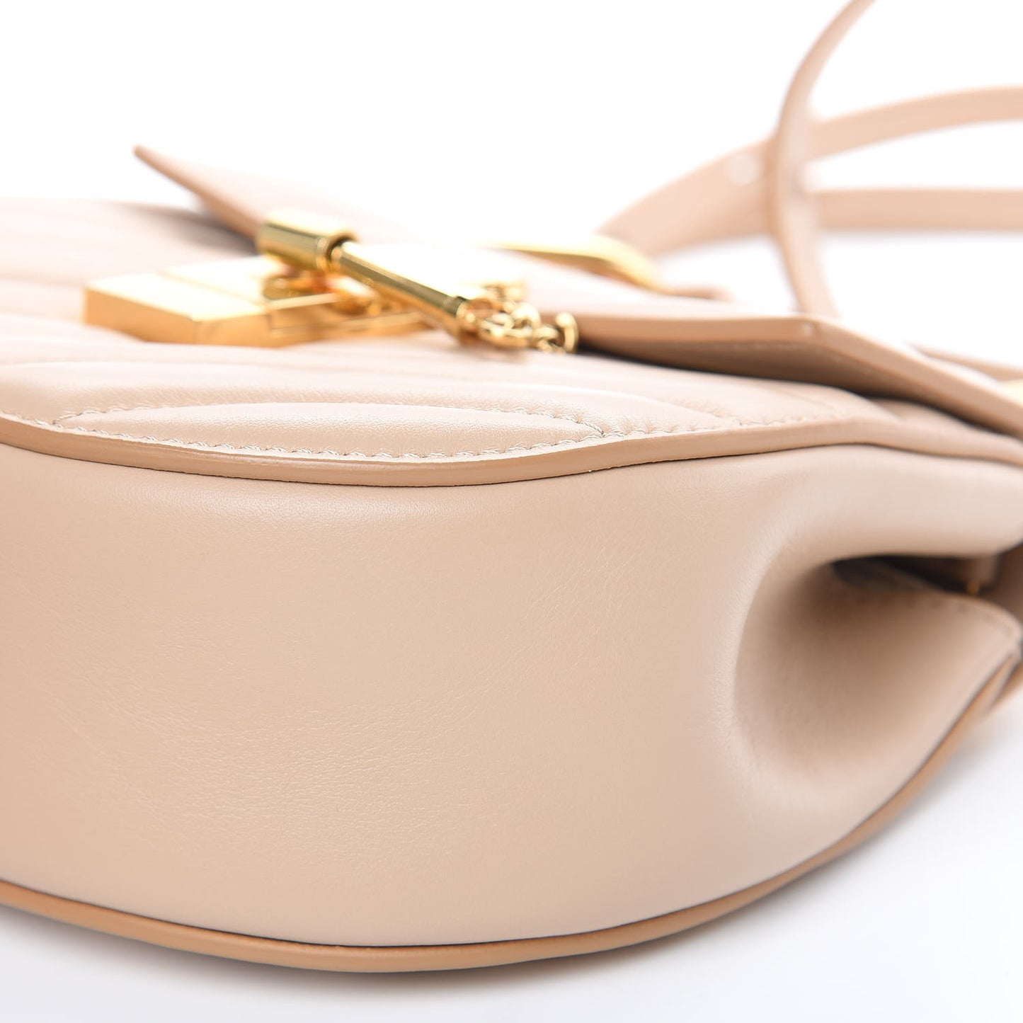 Calfskin Quilted Mini Drew Bijou Shoulder Bag Pearl Beige